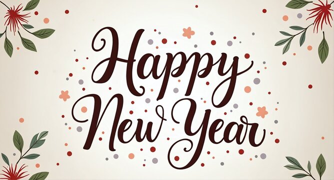 Celebrate the arrival of the new year with a beautifully designed greeting featuring festive elements and joyful typography