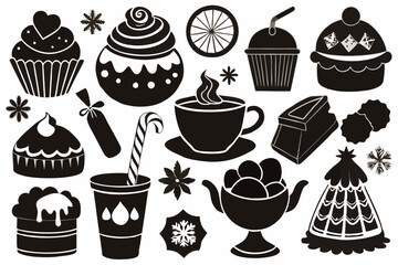 Hand-Drawn Chalk Winter Drinks Vector Illustration