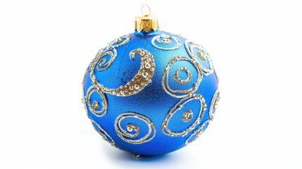 blue christmas ball isolated on white