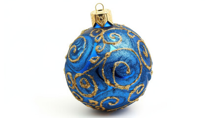 blue christmas ball isolated on white