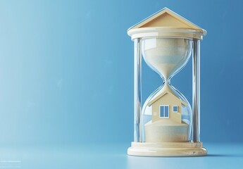 3D Hourglass with House Inside: Time for Real Estate