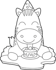 Zebra Birthday Party hat Animal Vector Graphic Art Illustration