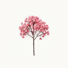 Obraz premium Beautiful pink flower tree on a white background.