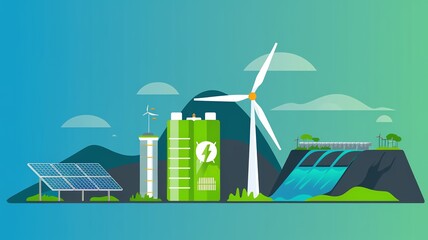 Eco-friendly renewable energy illustration.