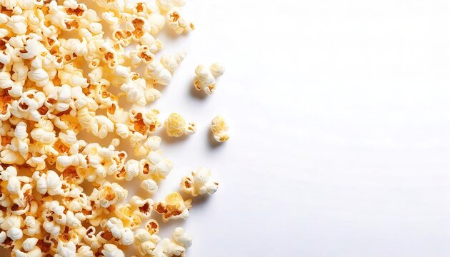 Pop corn or popcorn is a variety of corn kernel which expands and puffs up when heated. The term also refers to the snack food produced by the expansion. One of the oldest snacks.  Isolated on white