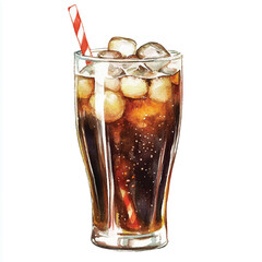 Soda drink watercolor clipart illustration