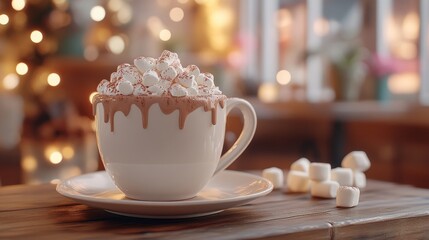 Indulgent hot chocolate topped with marshmallows