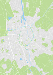City map Bruges, color detailed plan, vector illustration