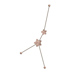 Zodiac watercolor hand-drawn illustration with the constellation of cancer. Cute brown constellation of watercolor stars for kids.