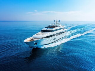 elegant yacht sailing across a serene blue sea under a clear sky. a perfect embodiment of freedom...