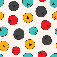 Bunch of Bowling Ball Vector Seamless Pattern illustration Design