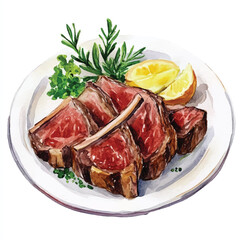 Steak food watercolor clipart illustration