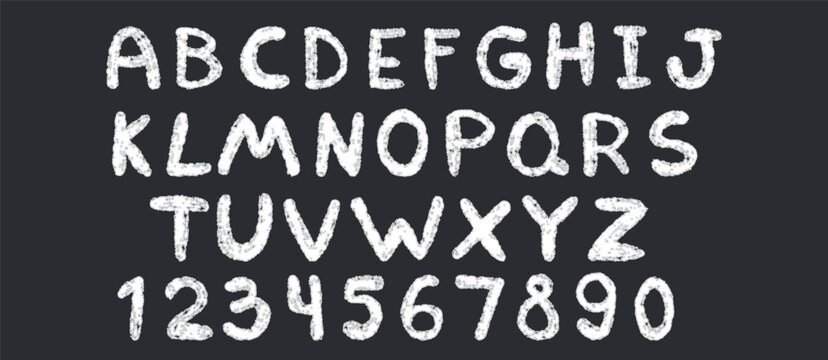 Hand Drawn Grunge Crayon font. Chalk Textured alphabet. Vector illustration