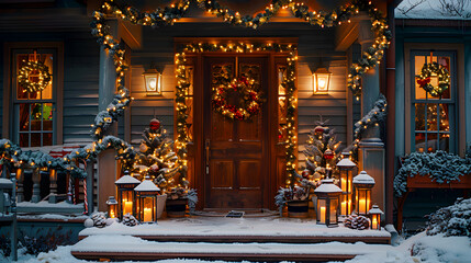 Rustic Christmas Porch Decorated for the Holidays