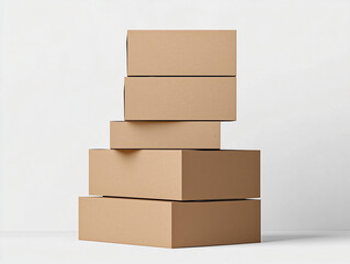 Stacked Shipping Boxes Clean Background