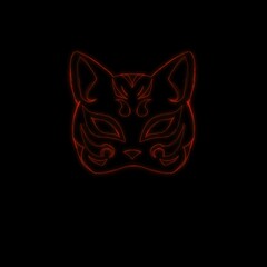 line fox mask in red line