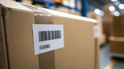 Close-up View of Shipping Label on Container at Freight Logistics Station