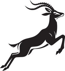 Obraz premium Antelope silhouette in a jumping pose mid air with legs stretched forward and backward