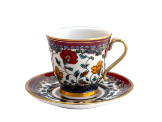 Turkish traditional tea cup PNG isolated on a transparent background