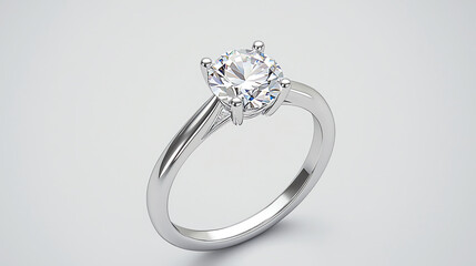 Close-Up of Sparkling Diamond Solitaire Ring on Light Background