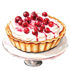 Tart cake watercolor clipart illustration