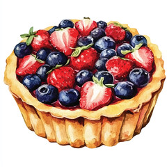 Tart cake watercolor clipart illustration