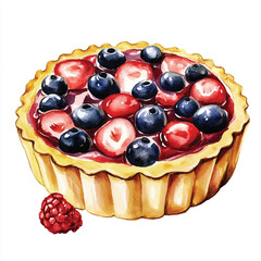 Tart cake watercolor clipart illustration