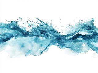 Obraz premium gentle blue water wave gracefully captured on a pristine white background, illustrating the beauty and fluidity of nature's elements in a minimalist style