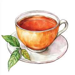 Tea watercolor clipart illustration