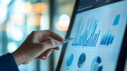 Business Team Analyzing Customer Satisfaction Data on Digital Dashboard for Continuous Improvement