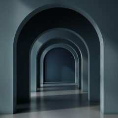 Mysterious archways in a dimly lit corridor