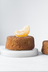 homemade small vanilla bundt cakes, vanilla bundlette on a white background