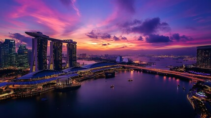 city harbour at sunset