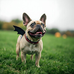 Fototapeta premium The French Bulldog is a small, sturdy, and affectionate dog known for its bat-like ears.