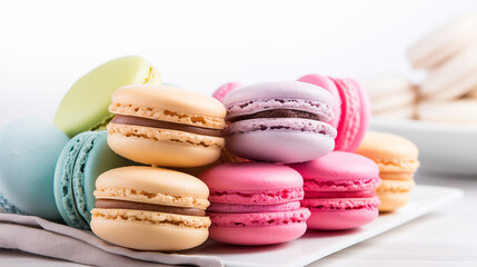 Obraz premium Macarons, a confectionery product. Sweetness. French dessert.