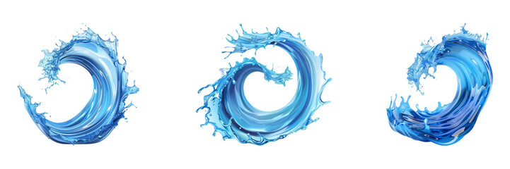 Dynamic Blue Water Wave Splashing Set on Isolated Background