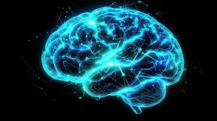 A glowing, digital representation of a human brain, symbolizing neural connections and intelligence.