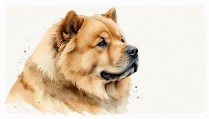 Naklejka na ściany i meble A charming watercolor sketch of a dog featuring a detailed depiction of its fur and expression, ideal for showcasing in an art collection or as a charming decoration in any home