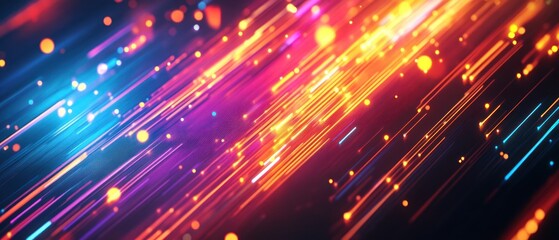 Obraz premium A vibrant abstract background with colorful light streaks and bokeh effects.
