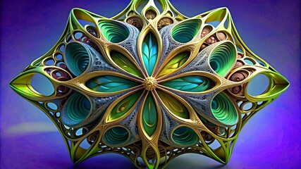 3D colorful Jewelry art forms with golden patterns background texture