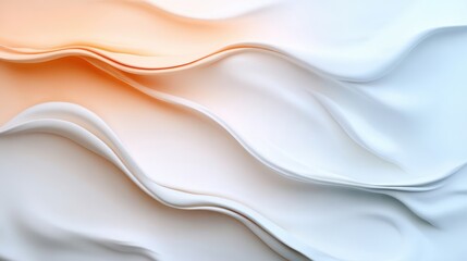 Obraz premium A delicate abstract pattern featuring soft waves blending orange and white tones, offering a calming and soothing visual experience with elegant fluidity.