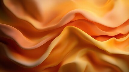 Fototapeta premium An image of silky orange fabric gracefully flowing to create dynamic waves, giving off a warm, inviting atmosphere with a sense of luxury and elegance.