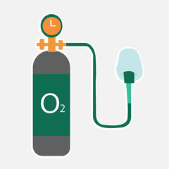 Oxygen cylinder icon with breathing mask. © Retno
