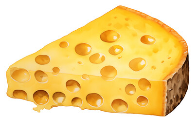 watercolor, slice and whole of cheese