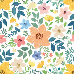 Colorful elegant floral seamless pattern