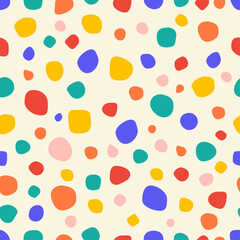 Abstract colorful random spots circles vector seamless pattern. Seamless background with modern colorful dots. colorful shapes for fabric, wrapping paper