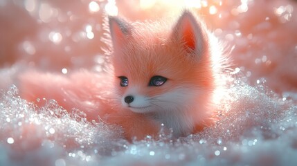 Cute and adorable cartoon fox baby