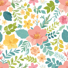 Colorful elegant floral seamless pattern