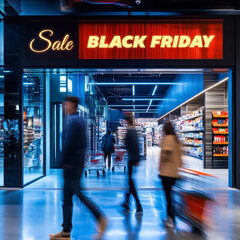 black friday sale banner in shopping mall