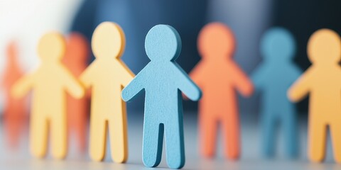 Colorful paper figures representing teamwork and collaboration in a business setting.